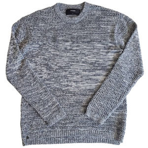 Stampd Mens Small Drop Needle Pullover Sweater Open Knit Alpaca Wool Peru Gray